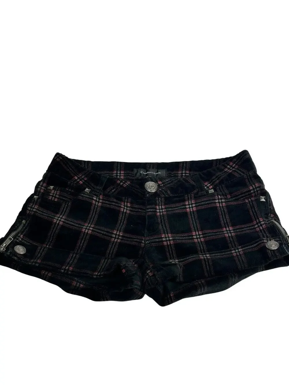 Plaid Corduroy Shorts Studded grunge